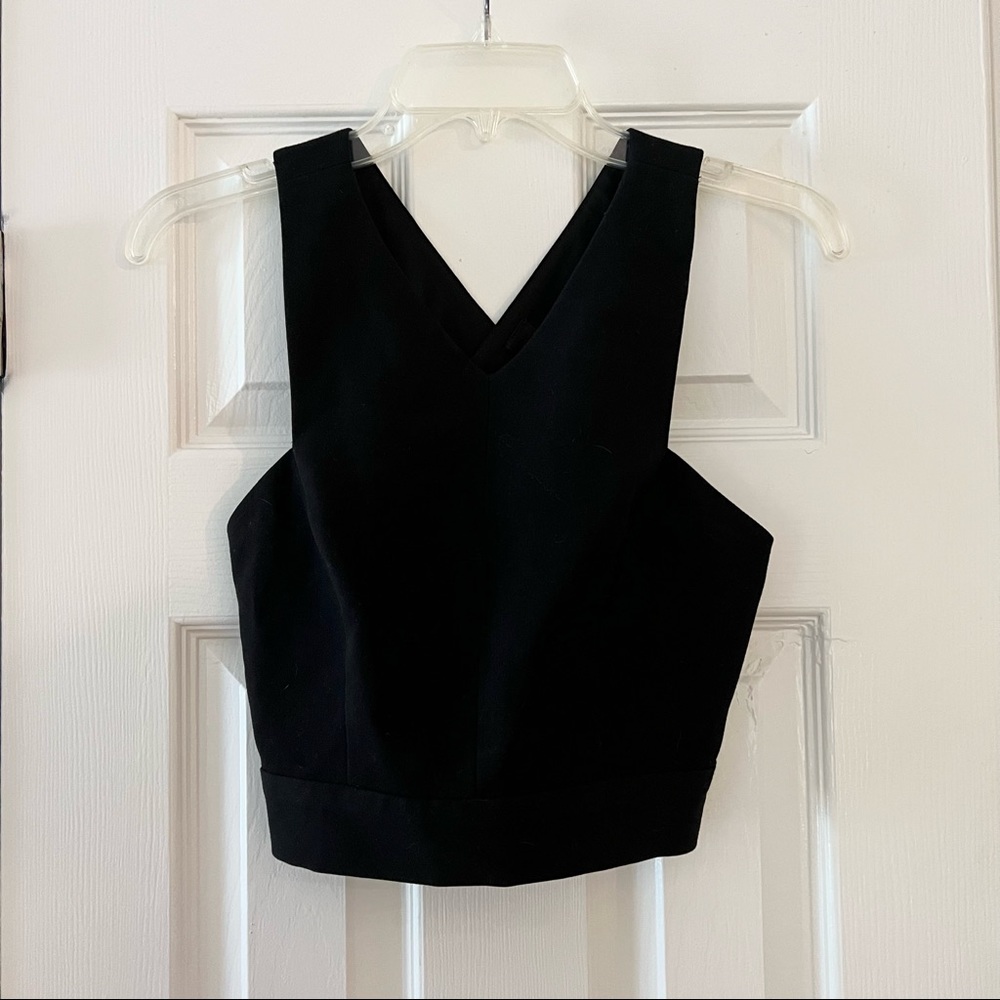 ABs black cropped cross back tank top